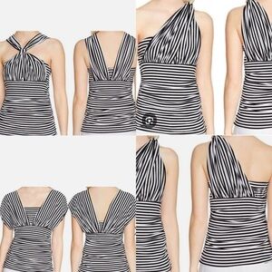 White House Black Market Genius Black and White Striped Convertible Top S